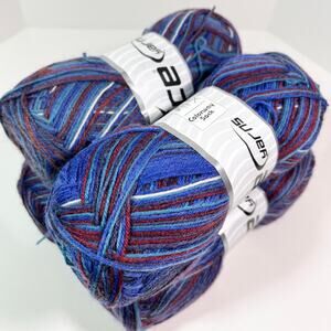 Lot of 4 Skeins of Ice Yarns Colorway Sock Yarn, Blue And Purple Tones